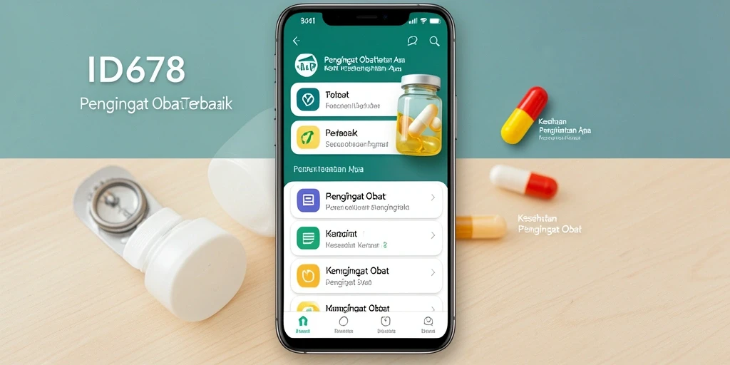 Antarmuka aplikasi ID678 dengan pengingat obat yang jelas dan mudah digunakan.