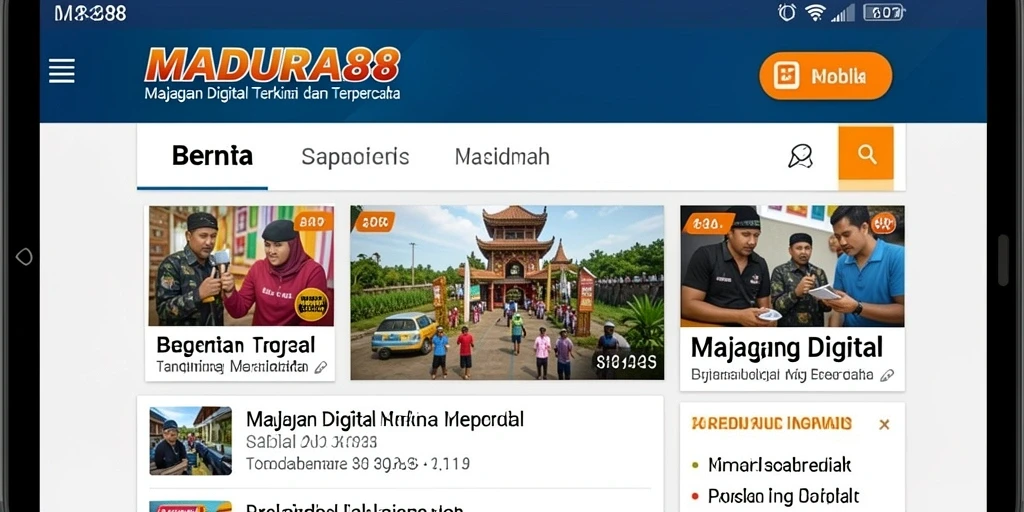 Tampilan antarmuka aplikasi MADURA88 yang menarik dan interaktif.
