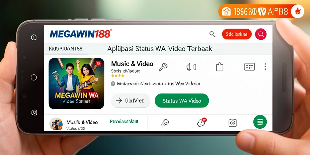 Antarmuka MEGAWIN188 menampilkan berbagai pilihan video-status menarik untuk WhatsApp.