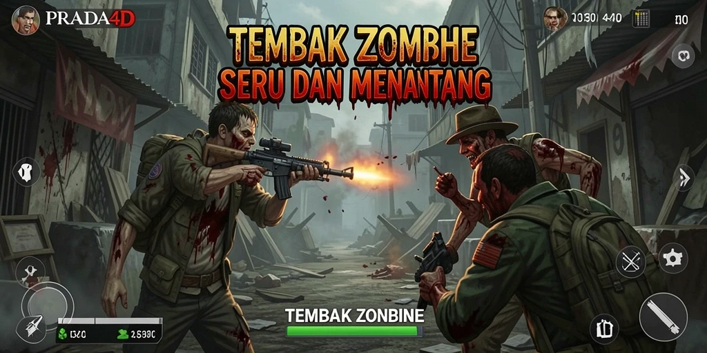 Screenshot PRADA4D menampilkan aksi tembak menembak melawan zombie dengan grafis yang memukau.